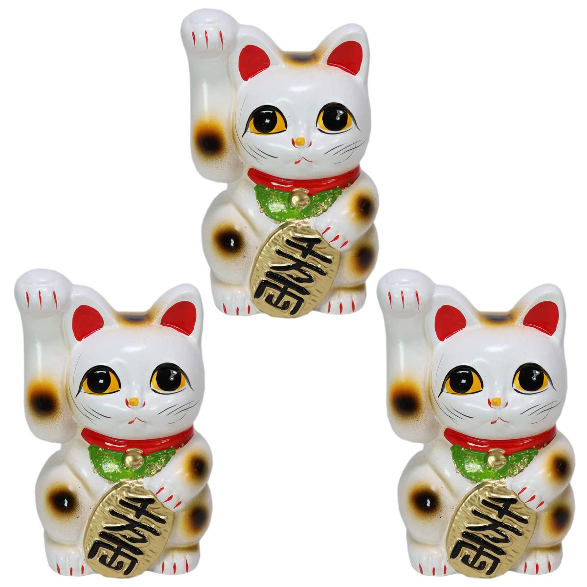 Amazon.com: せともの本舗 Set of 3 Maneki Neko White Oban