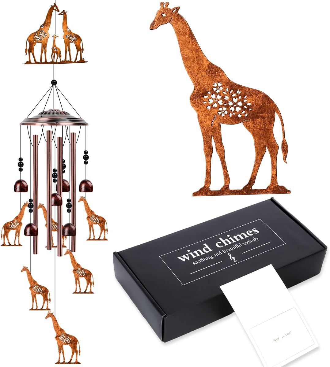 Giraffe Wind Chimes for Outside - Metal Windchimes Outdoors, Giraffe Gifts for Women/Men, Memorial/Birthday/Housewarming/Festival Gifts, Chimes for Garden Decor Patio Yard Outdoors