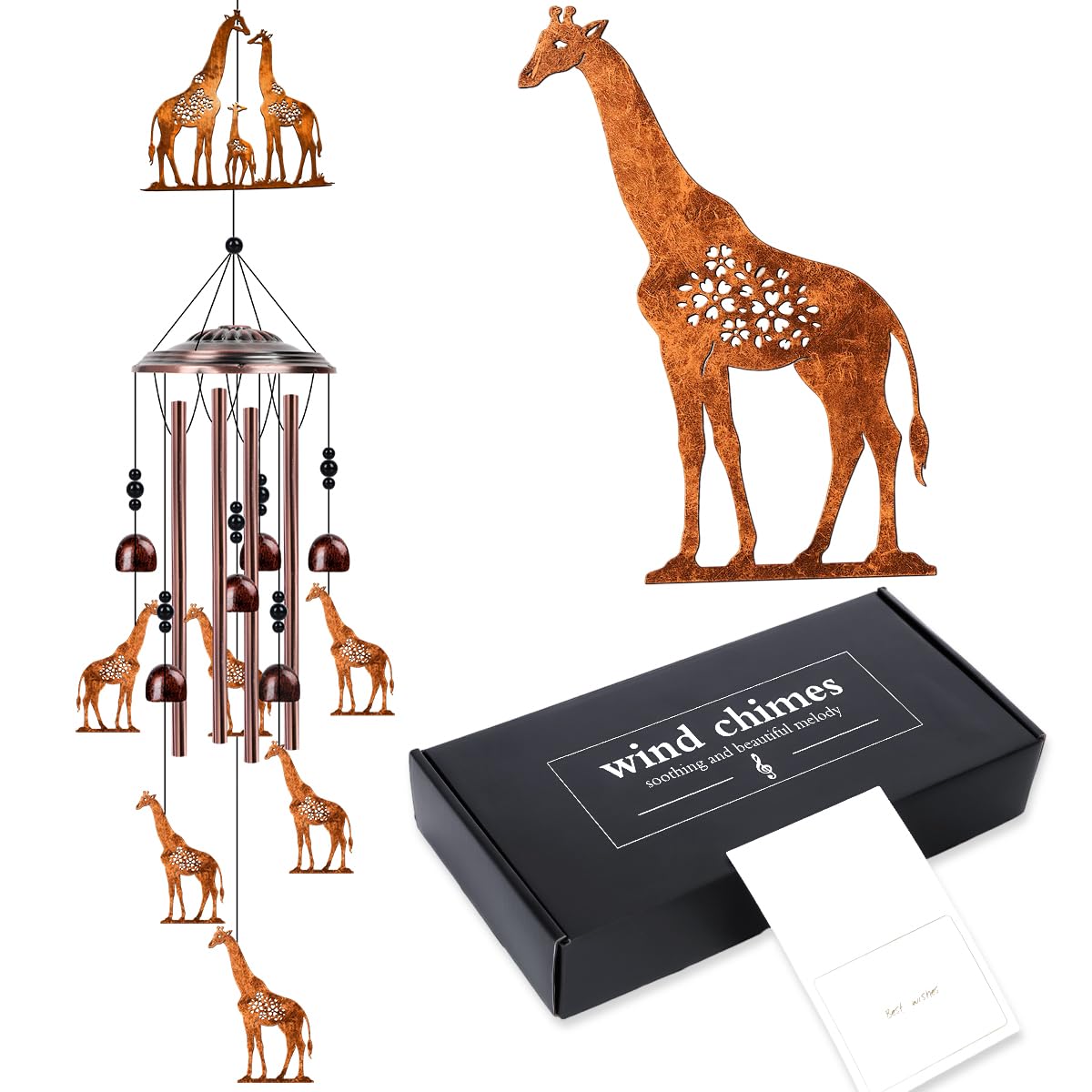 Giraffe Wind Chimes for Outside - Metal Windchimes Outdoors, Giraffe Gifts for Women/Men, Memorial/Birthday/Housewarming/Festival Gifts, Chimes for Garden Decor Patio Yard Outdoors