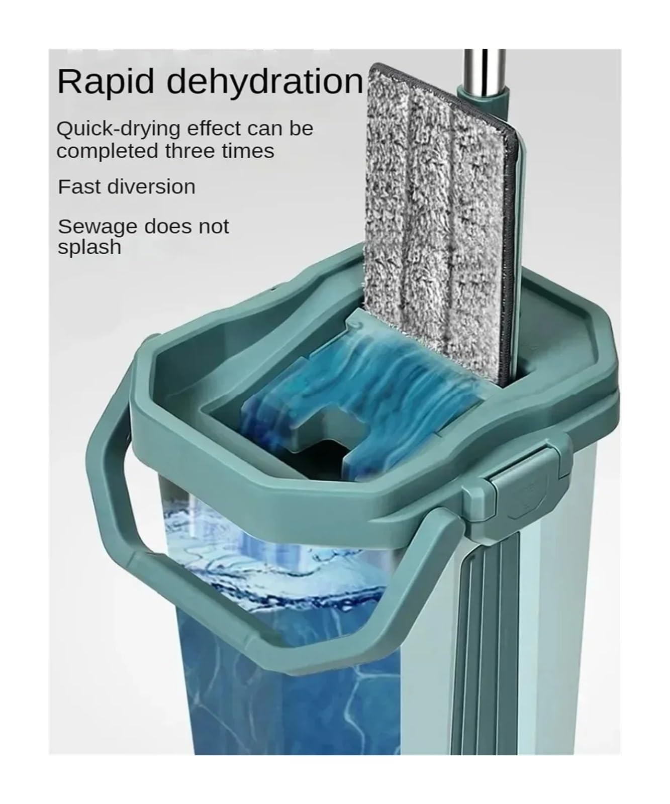 Trapeador de Piso Manos Libres con Cubo Separador de Aguas residuales, Limpieza en seco y húmedo, 360°, Juego de trapeadores Planos, Herramientas de Limpieza for el hogar(Mop with 2coth)