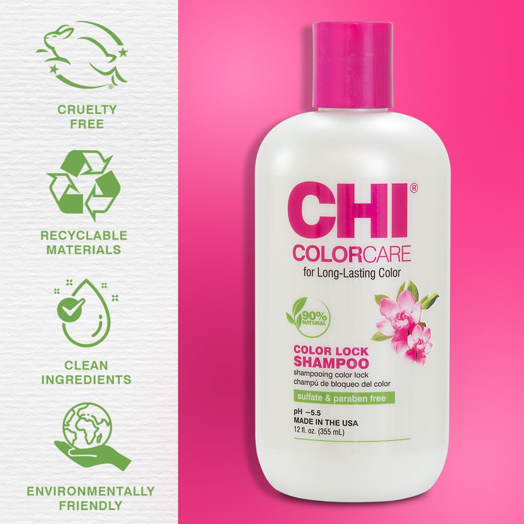 CHI ColorCare Color Lock Shampoo, Locks In Color & Replenishes Moisture For Color-Treated Hair, Sulfate, Paraben, & Cruelty-Free, 12 Oz - Image 5