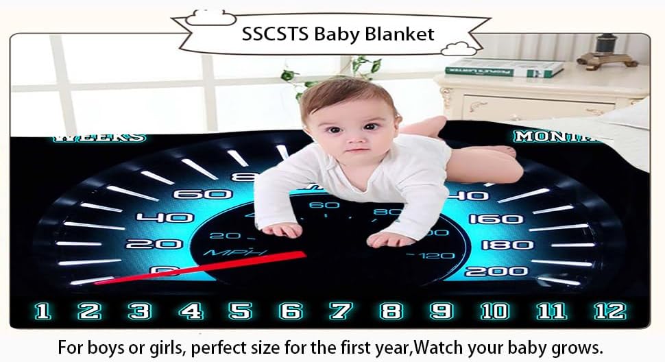 Racing Car Baby Monthly Milestone Blanket Rally Speedometer Sports Style Photography Props Newborn Boy, 48x40in Soft Flannel Baby Shower Age Growth Tracker with Bonus Maker BTLSSS43 - Image 4