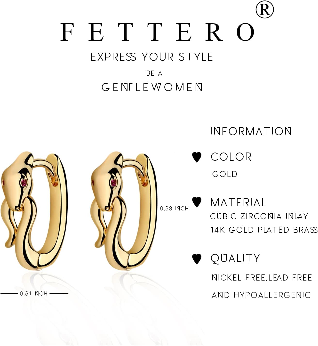 FETTERO Women Earrings Gold Plated Huggie Hoop Earrings Delicate Small Dainty Earings Snake Ball CZ Hoops for Women - Image 5