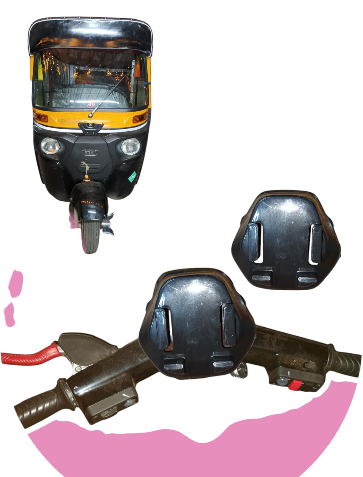 bs-6 auto rickshaw mobile phone holder, universal mount stand, pvc chrome-coloured, 3 wheeler compatible (black)