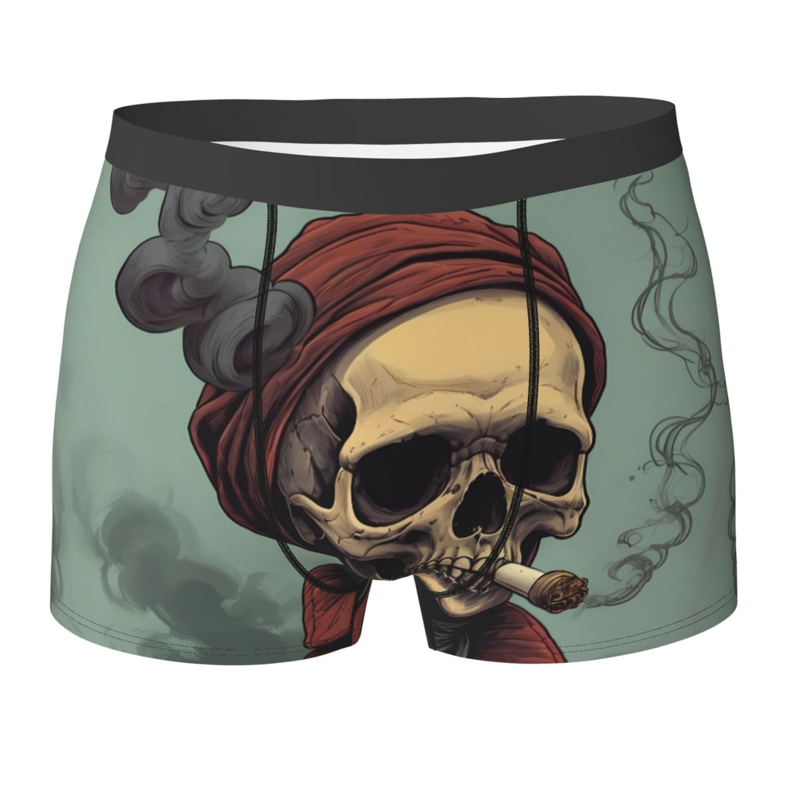Wbqlsl Men's Black Handsome Skull Print Boxer Briefs - Comfortable For Home, Commute, And Sports - M