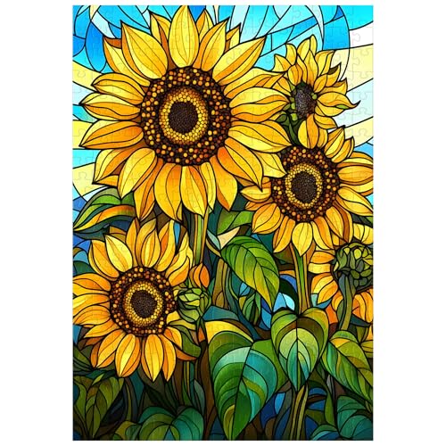 Rompecabezas de 300 Piezas para Adultos Girasoles | Rompecabezas de Vidrio Templado para Adultos Niños Decoración del Hogar Regalo de Fiesta de Cumpleaños Juguetes 15x10 Pulgadas miniatura 1