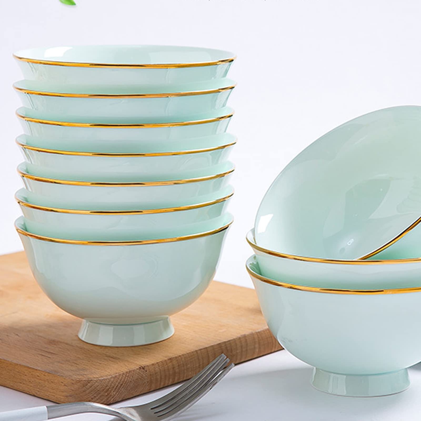 Bol de céréales Soupe à salade ramen Bol, empilable de pâtes de céréales de céréales de porcelaine de porcelaine de porcelaine de porcelaine de porcelaine - Set de porcelaine résistant à la chaleur et