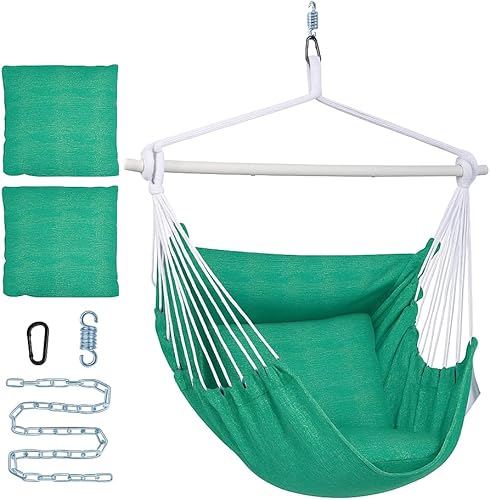 Miniatura 13 de Backyard Expressions Silla Hamaca Colgante Columpio con Cojines y Kit para Colgar – Capacidad de 500 lb, Tela de Mezcla de Algodón, para Uso en