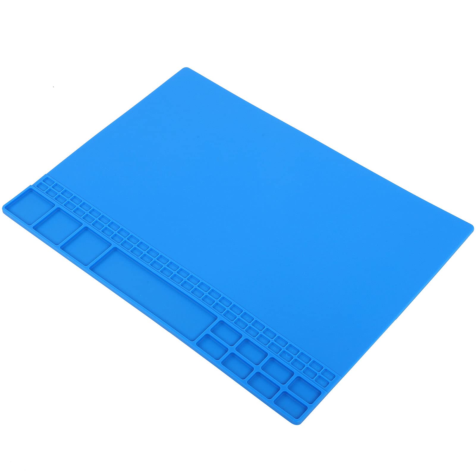 Tappetino magnetico in silicone, resistente al calore, per stazione di saldatura a 500 ℃, con scomparto per viti, per riparazione elettronica e manutenzione del telefono (blu scuro)