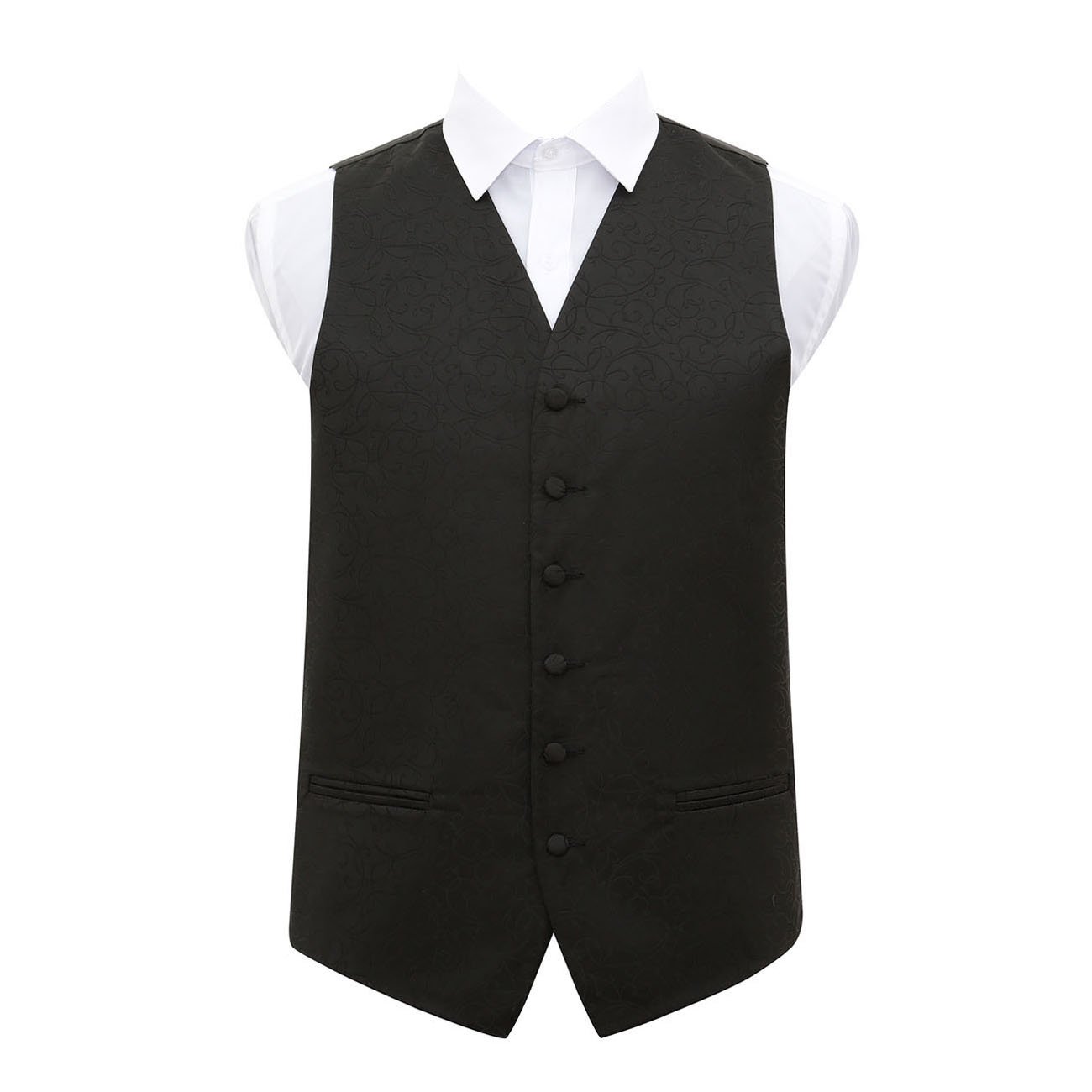 Dqt Swirl Wedding Waistcoat - 50" Black