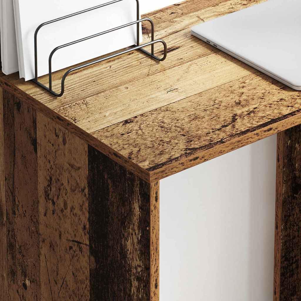 Escritorio de madera recuperada 78,5 x 37 x 154,5 cm con placa de madera para la oficina en casa y el estudio