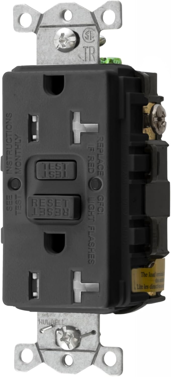 Bryant Electric GFTRST15BK 15 Amp 125V Commercial/Residential Self Test Tamper-Resistant Duplex GFCI Receptacle, Black