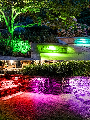 Doreio 5W Rgb Retaining Wall Lights 7 Inch Led Hardscape Lighting Color Changing Low Voltage Landscape Paver Lights 12V 24V Step Lights Outdoor Ip68 Waterproof Stair Lighting (8 Pack+Connectors) #TOP6