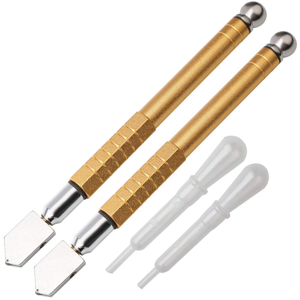 おち 超硬 ガラスカッター 2PCS オイル硝子切り 切断工具 滑り止め