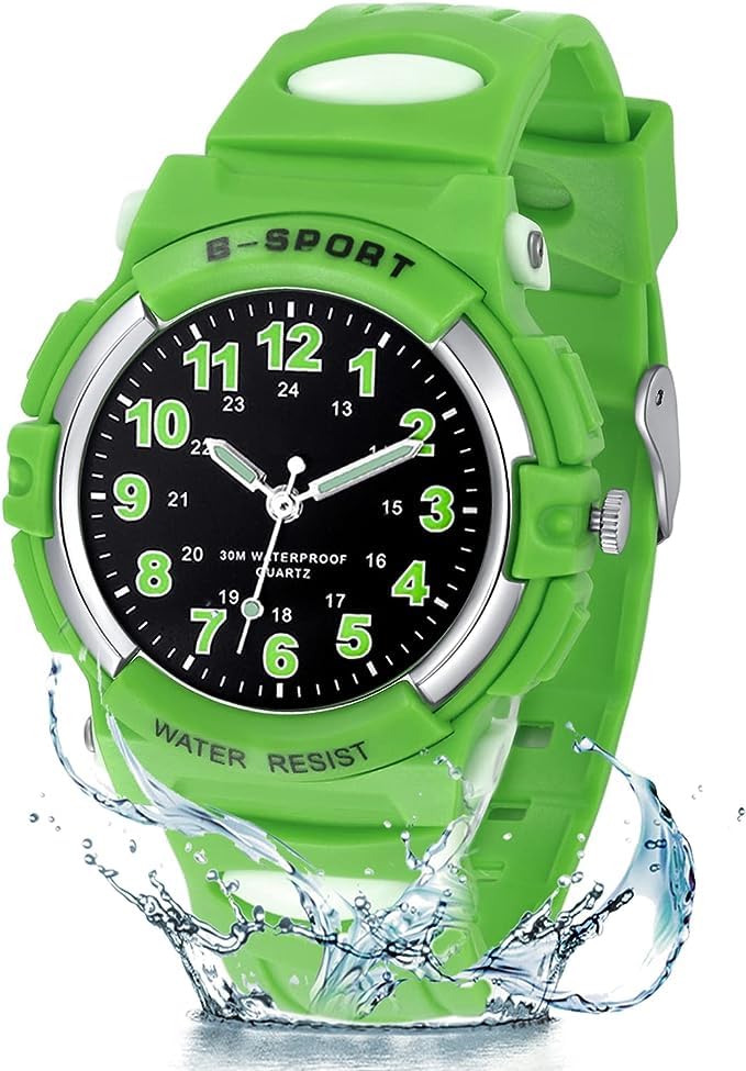 GUUMUXIN Kinderuhr Jungen Mädchen,Armbanduhr Jungen Analog,Armbanduhr Kinder,Analog Quartz Uhr mit Armbanduhr Kautschuk Wasserdicht Outdoor Sports Uhren
