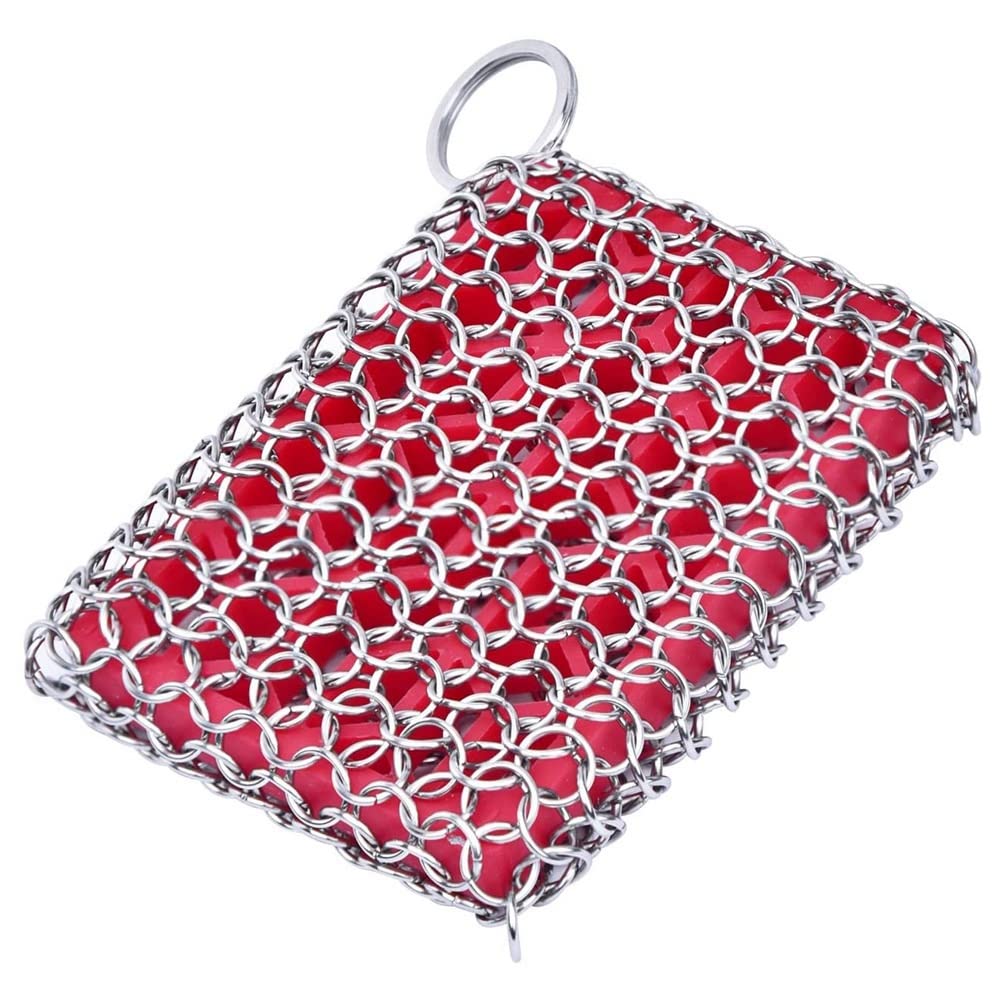 CTRLZS Cast Iron Skillet Cleaner,316 Stainless Steel Chainmail Cleaning Scrubber Silicone Scrubber,for Kitchen Cookware