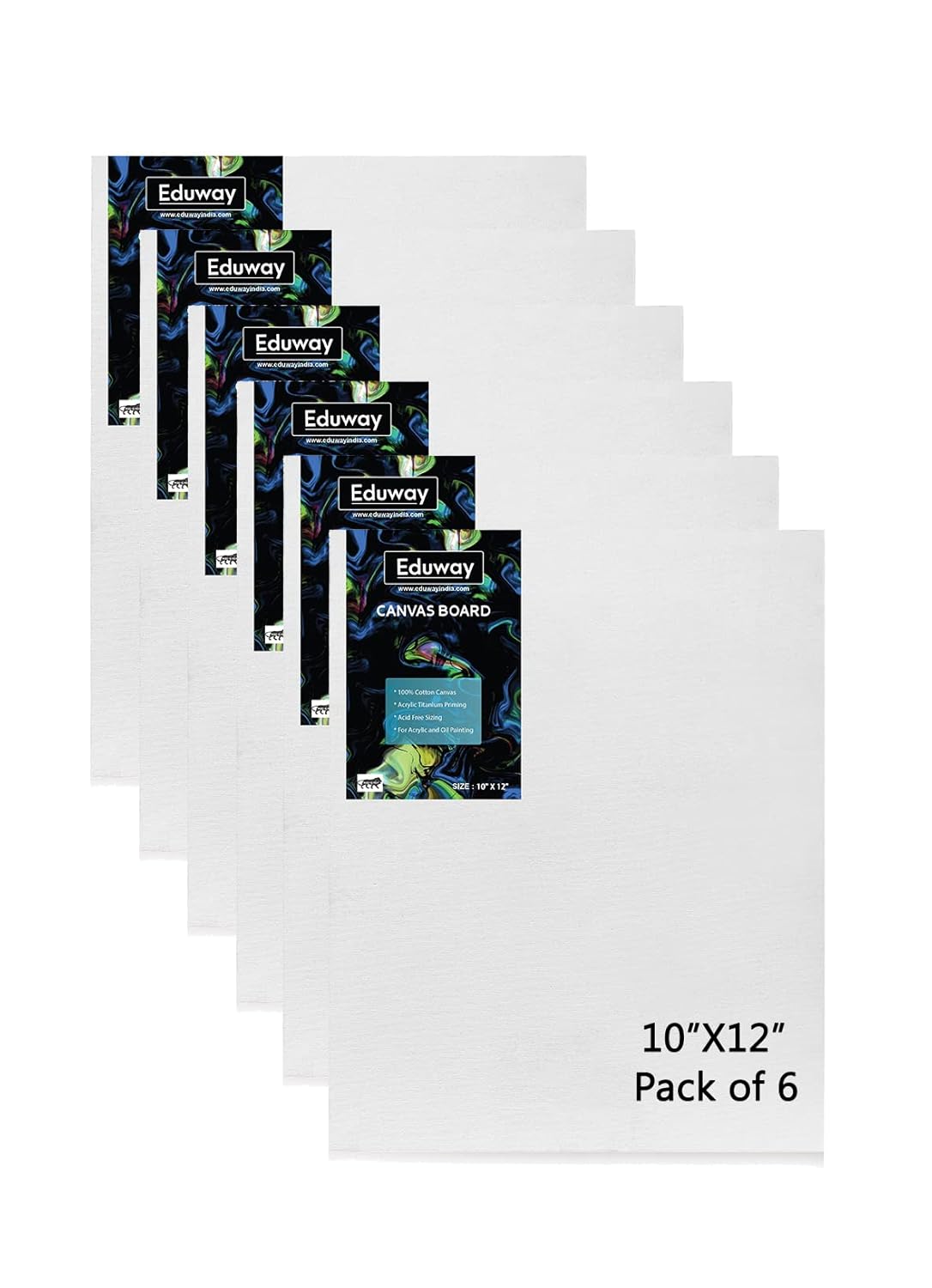Eduway Medium Grain 10x12 in. Cotton Canvas Board Pack of 6, (25x30