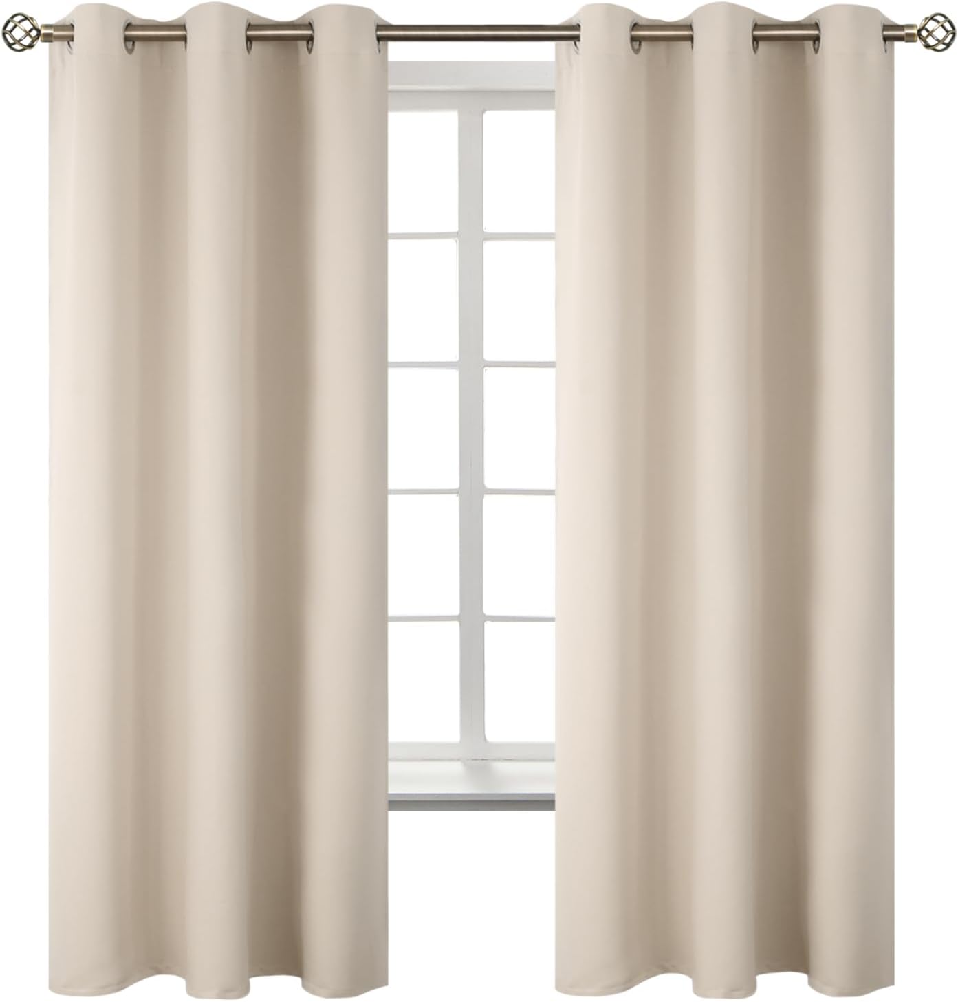 BGment Champagne Curtains 63 Inch Long - Wedding & Party Backdrop Drapes Elegant Room Darkening Thermal Insulated Window Treatments for Birthday Home Decor, Set of 2 Panels, 42 x 63 Inch Champagne 42"W x 63"L (Pack of 2)