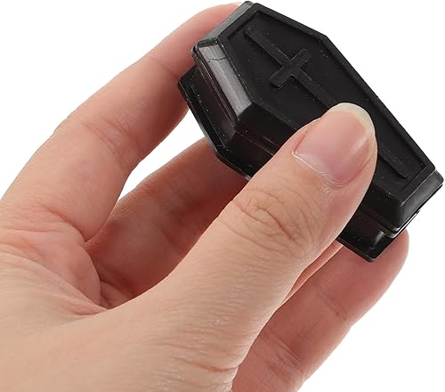 Miniatura 2 de IMIKEYA 2 piezas de ataúd negro modelo casa embrujada de plástico ataúd broma accesorios para decoración punk de Halloween