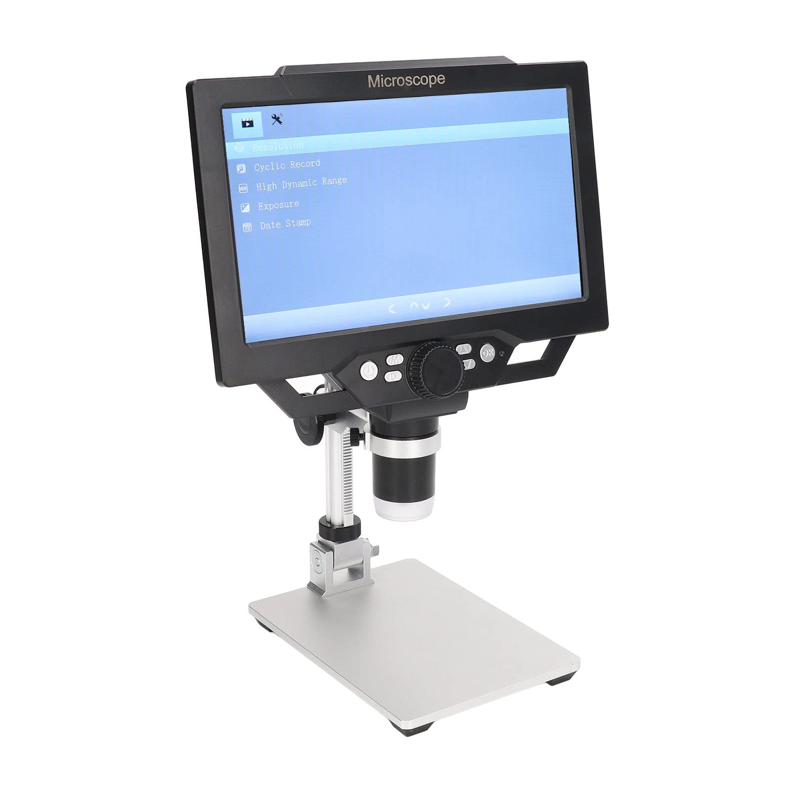 Fafeicy 9-Zoll-LCD-Digitalmikroskop 1600X 12MP 1080P USB-Mikroskop mit 8 LED-Leuchten, Verstellbarem Ständer, für die Münzlöt-PCB-Inspektion (EU-Stecker)