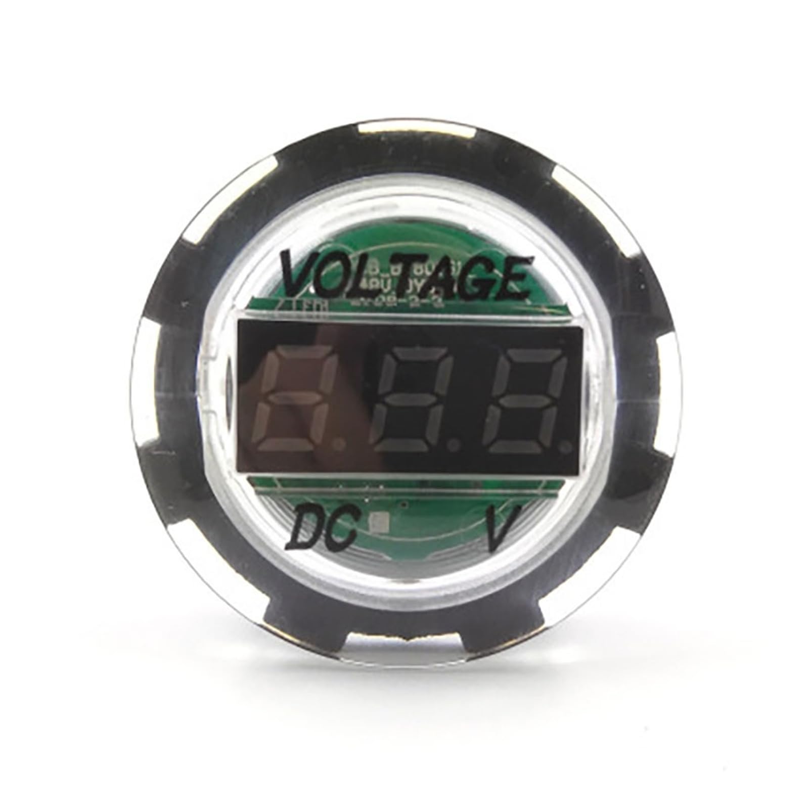 UAMOU Misuratore di Tensione Circolare Impermeabile Display voltmetro Display Digitale a LED DC 12V Rilevatore voltmetro di Bordo Moto 24V Cheerfully (Color : Green)
