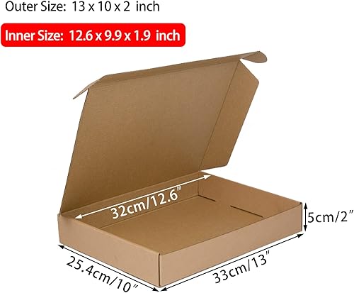 Miniatura 2 de Cajas de envío de 13 x 10 x 2 pulgadas, paquete de 25 cajas de cartón corrugado marrón para pequeñas empresas