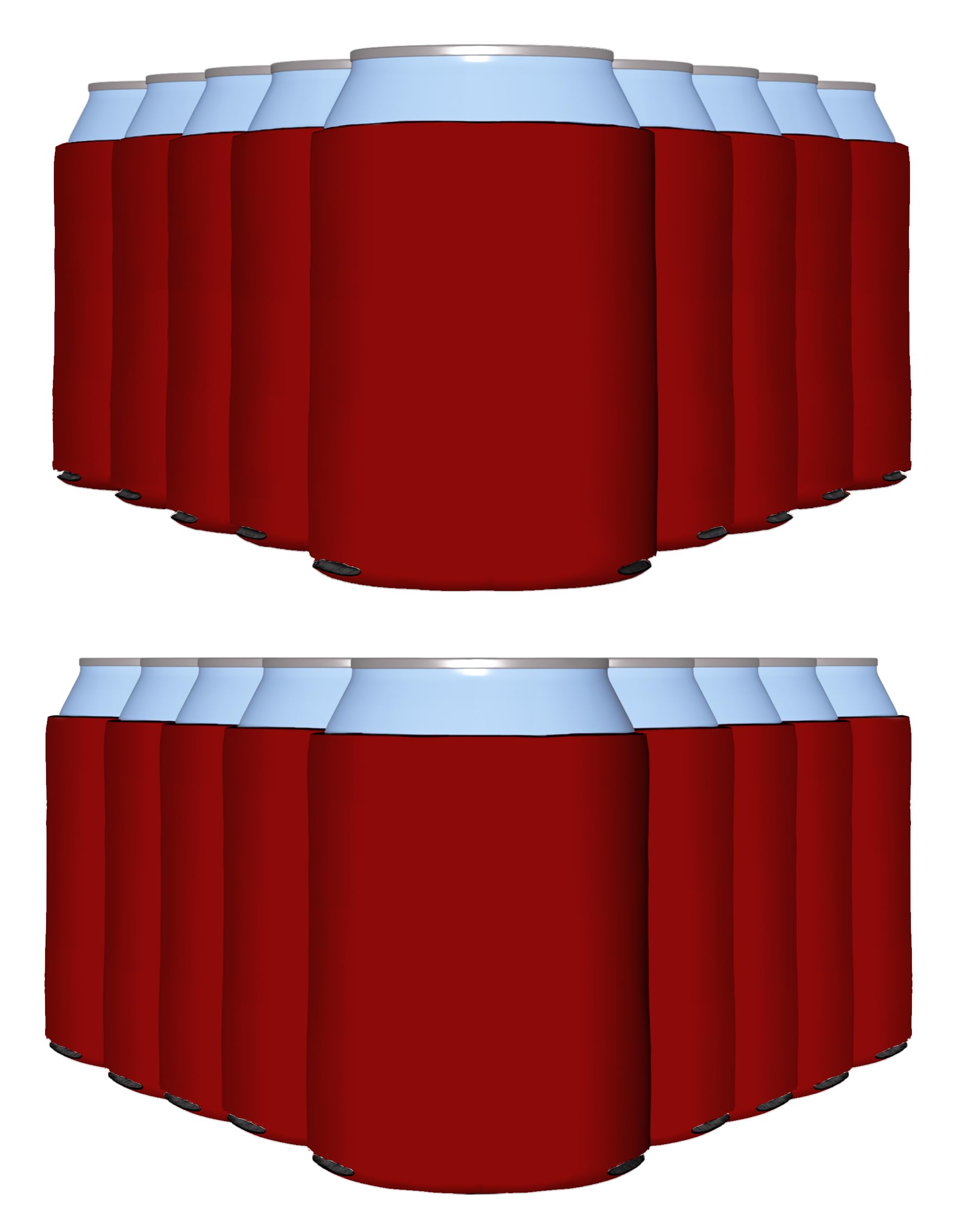 PartyPrints 200 Pack Red Blank Can Cooler Sleeves, Customizable Bulk Insulated Foam for Beer, Collapsible Plain Drink Holder, Cold Soda Insulator,