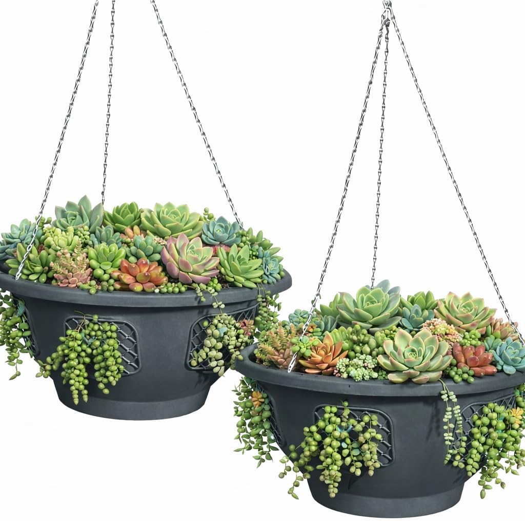 Ultimate Hanging Baskets - Strawberry, Tomato, Flower, and Herb Outdoor Planters - Use Garden Pots for Growing Plants Outside On A Deck, Fence, or Balcony (2)