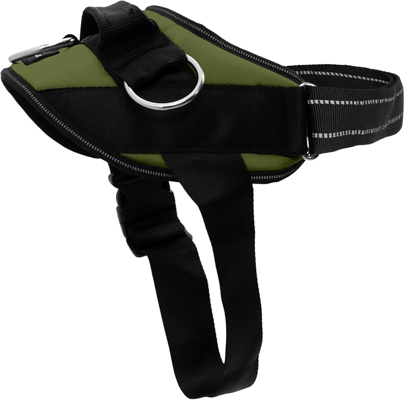 Peitoral Vest para Cães SHAWNCO Essential com 3 Pontos de Guia, Verde-Oliva, Tamanho S