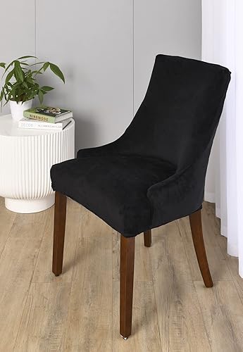 Vista 11 de MIFXIN Funda de terciopelo para silla con respaldo de ala, elástica, lavable, protector de asiento para comedor, banquete, decoración de fiesta