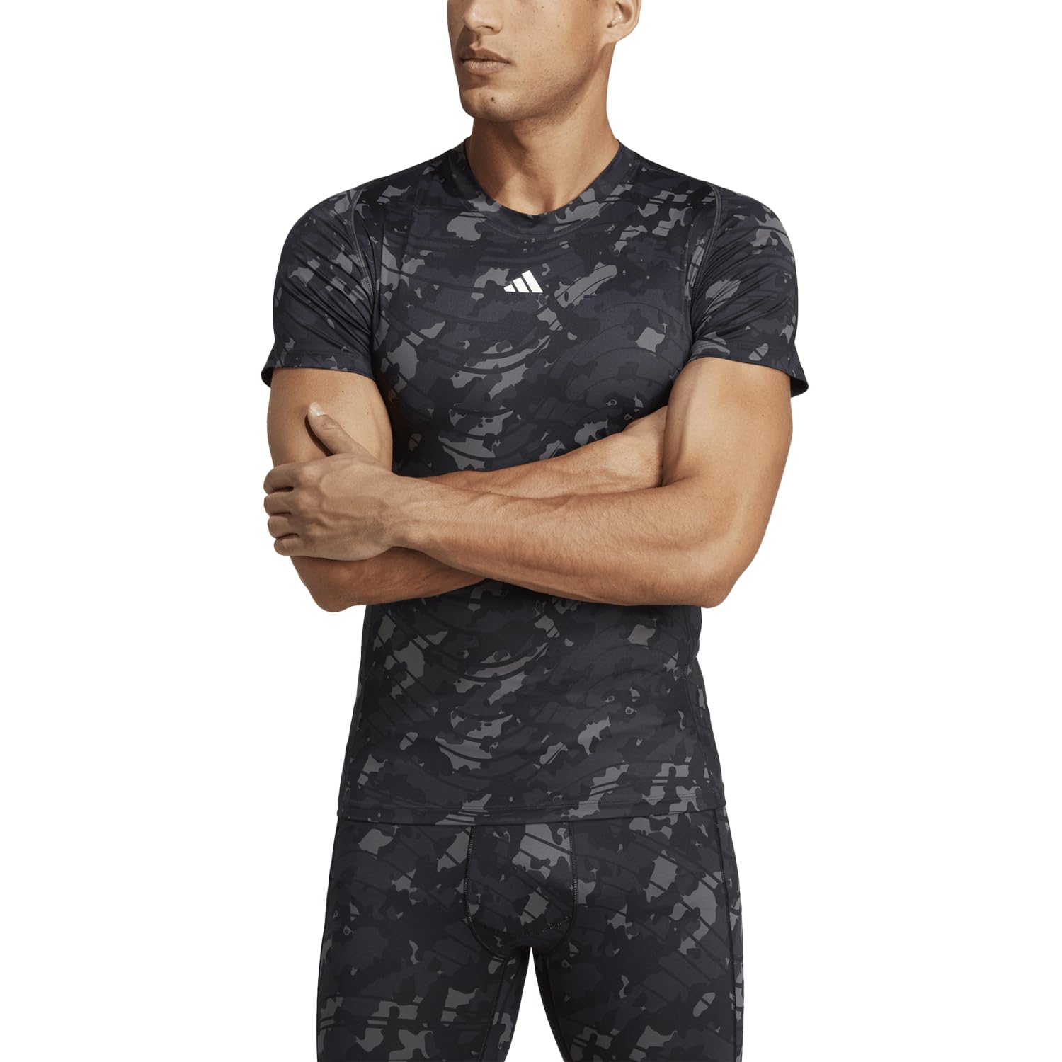 Adidas Techfit Allover Print Training Short Sleeve T-Shirt Maglietta Uomo