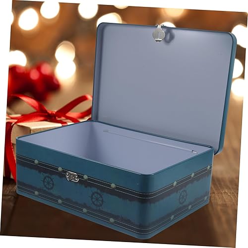 Miniatura 7 de Caja de almacenamiento con cerradura organizador de fotos escritorio escritorio hojalata caja de estaño escritorio rectangular alcancía pequeña caja