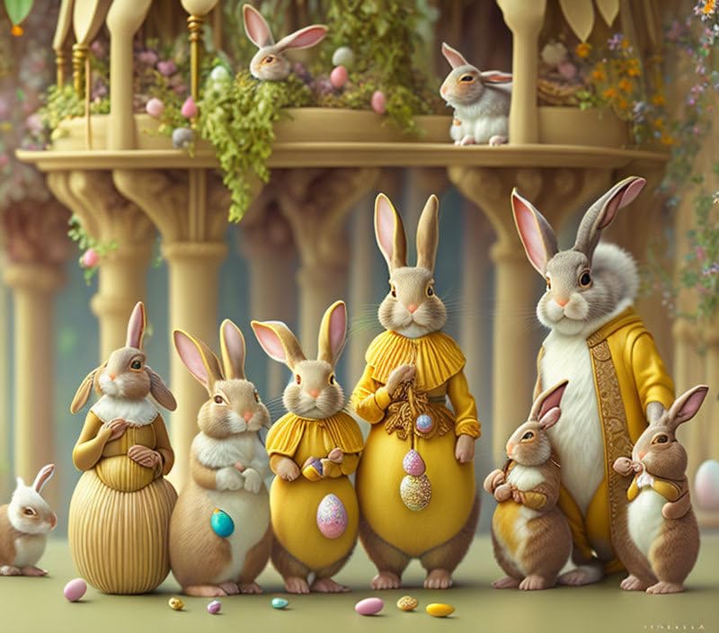 Affiches sur toile Happy Family de lapins pour célébrer Pâques