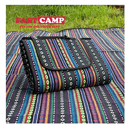 FASTCAMP IDOOGEN Round Outdoor Picnic Blanket, 95" x 57" Waterproof Backing Soft Fleece