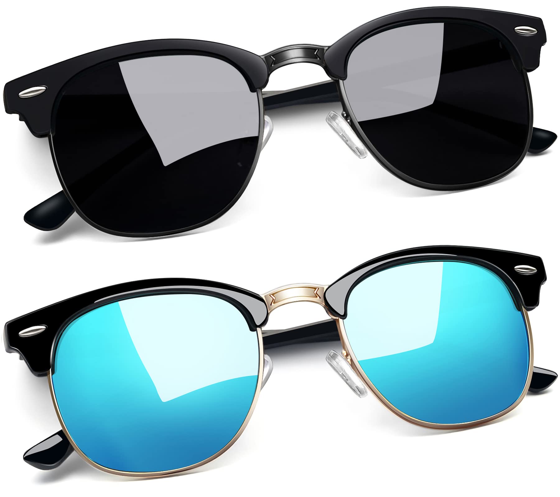 Joopin Half Frame Sunglasses UV Protection Vintage Browline Sun Glasses
