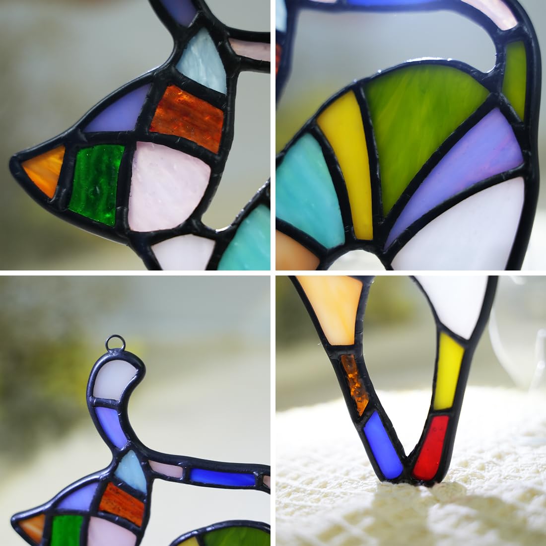 Amazon.co.jp: BOXCASA 猫ステンドグラス 窓用サンキャッチャー