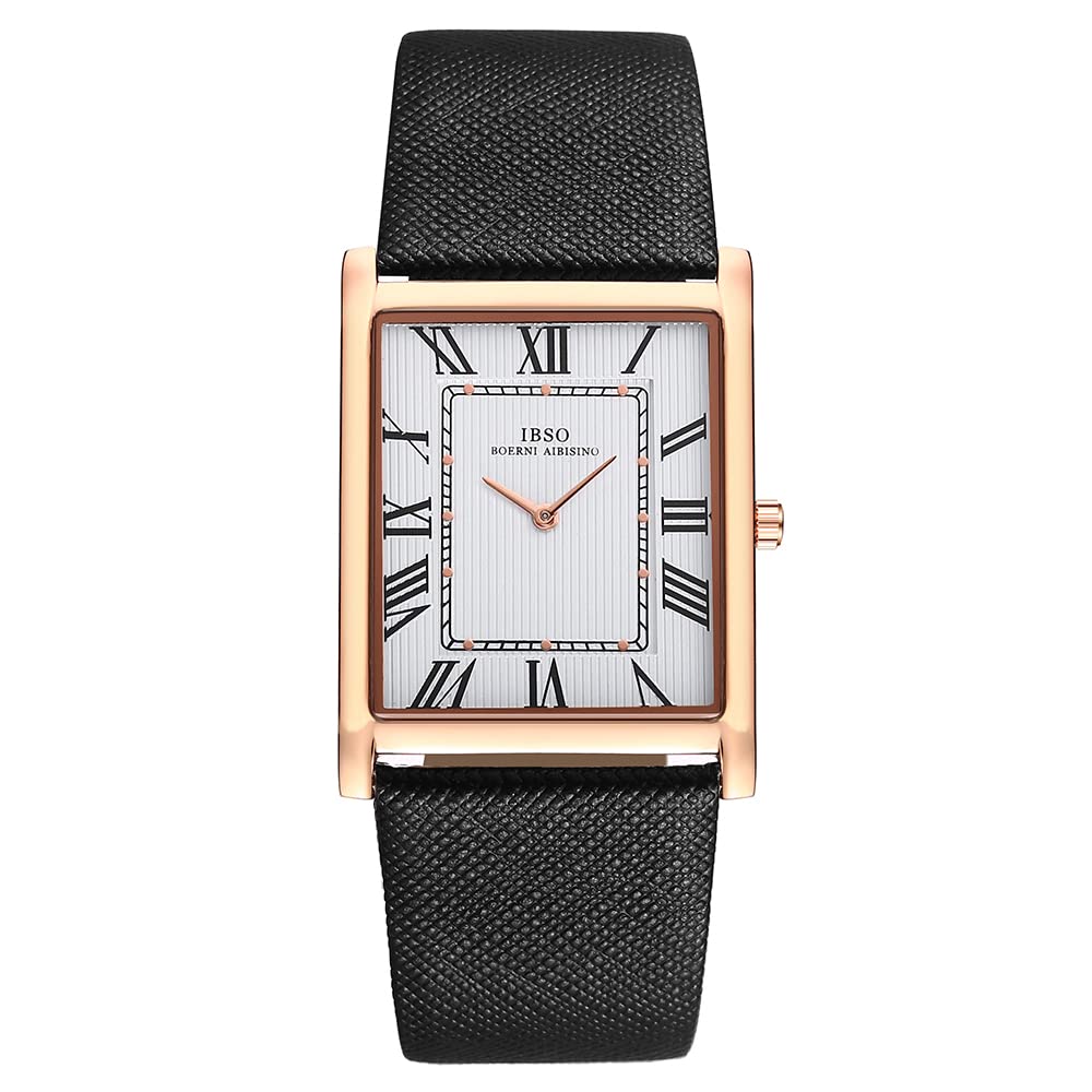 IBSO Men Watches 7MM Ultra-Thin Rectangle Dial Watch Classic Quartz Wristwatch