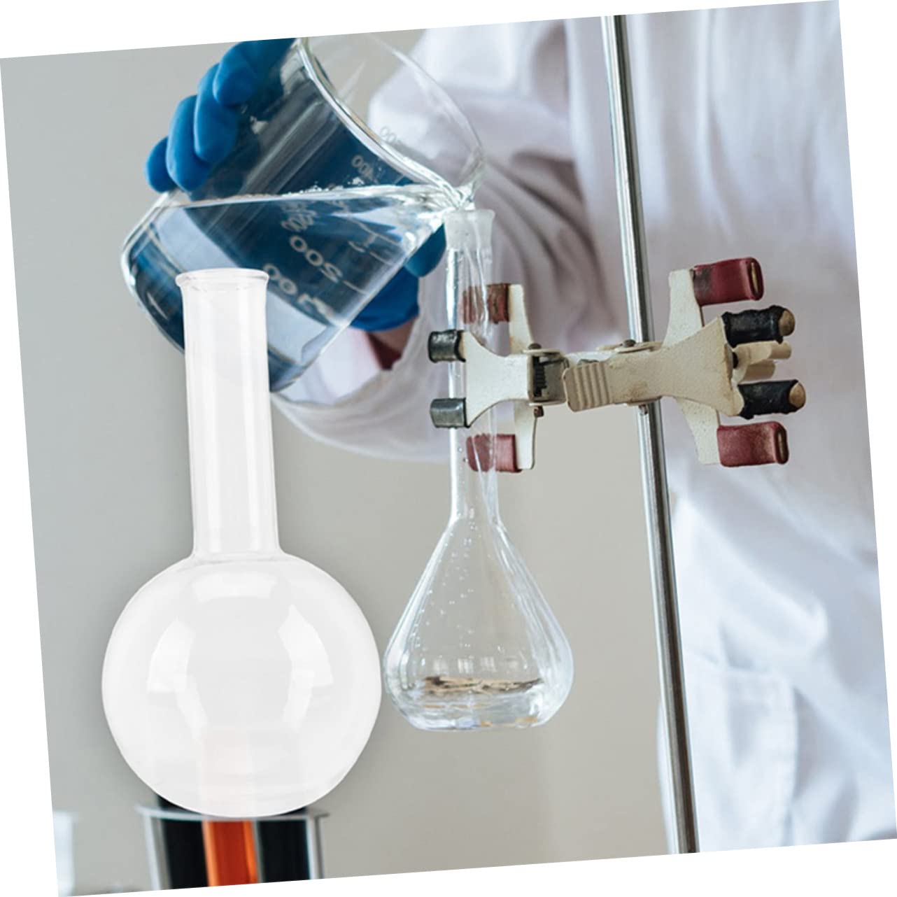 Rundkolben Glasflaschen aus Glas mit Schmalem Hals 2 Stück für Chemische Experimente im Labor und Wissenschaftliches Studium