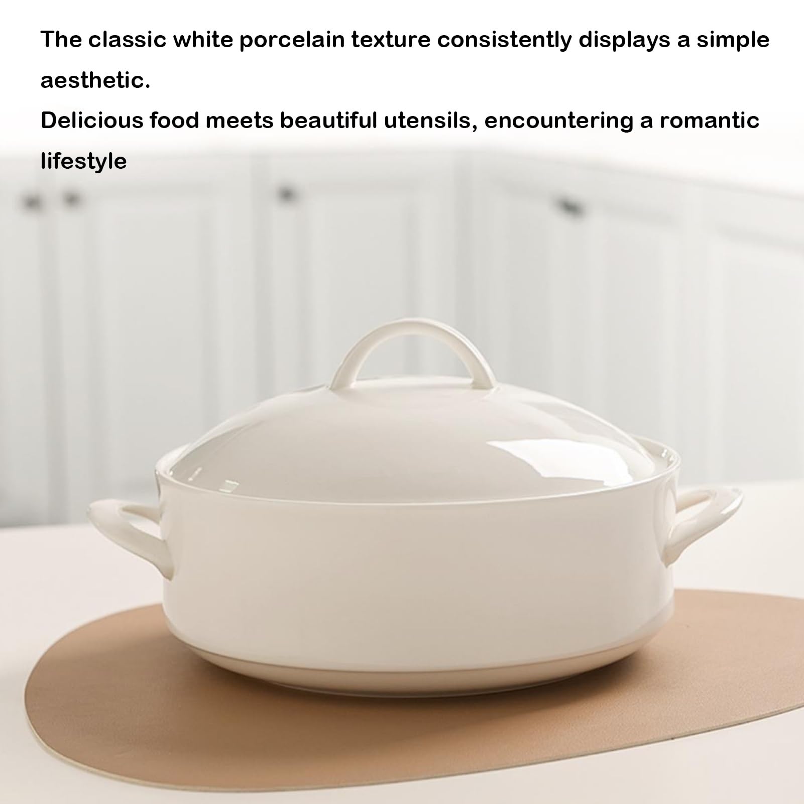 Zuppiera, zuppiera in ceramica con coperchio, ciotole for zuppa bianche pure con doppi manici, porcellana, for cucina di casa e ristorante