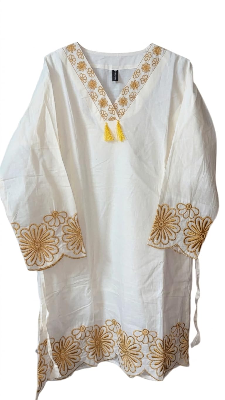 Women’s 100% Cotton Minimal White Embroidered Co-Ord Set | Stylish Top & Bottom Set | Comfortable Casual Wear & Loungewear for Women (XL)-picture-43