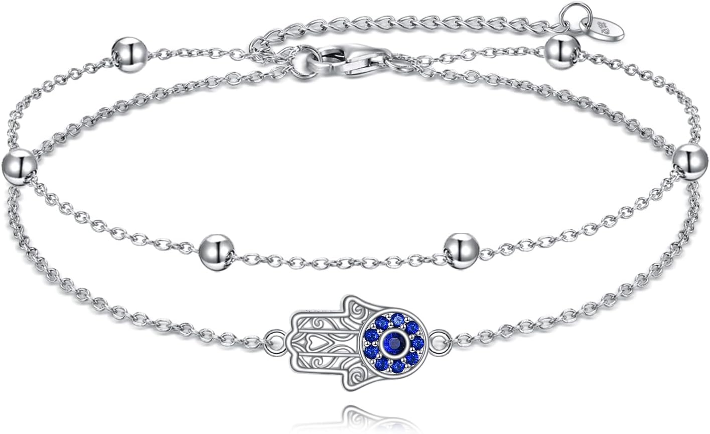 Evil Eye Bracelet 925 Sterling Silver Greek Evil Eye Bracelet Dainty Turkey Evil Eye Protection Amulet Jewelry Gift for Women Mom Wife Daughter