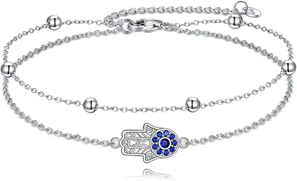 Evil Eye Bracelet 925 Sterling Silver Greek Evil Eye Bracelet Dainty Turkey Evil Eye Protection Amulet Jewelry Gift for Women Mom Wife Daughter