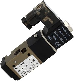 Two-Position Three-Way Electromagnetic Reversing Valve 3v110-06 -NC/NO Air Valve Normally Open and Closed Type 1Pcs (Color : 6mm Fittings, Size : 3V110-06-NC DC24V)