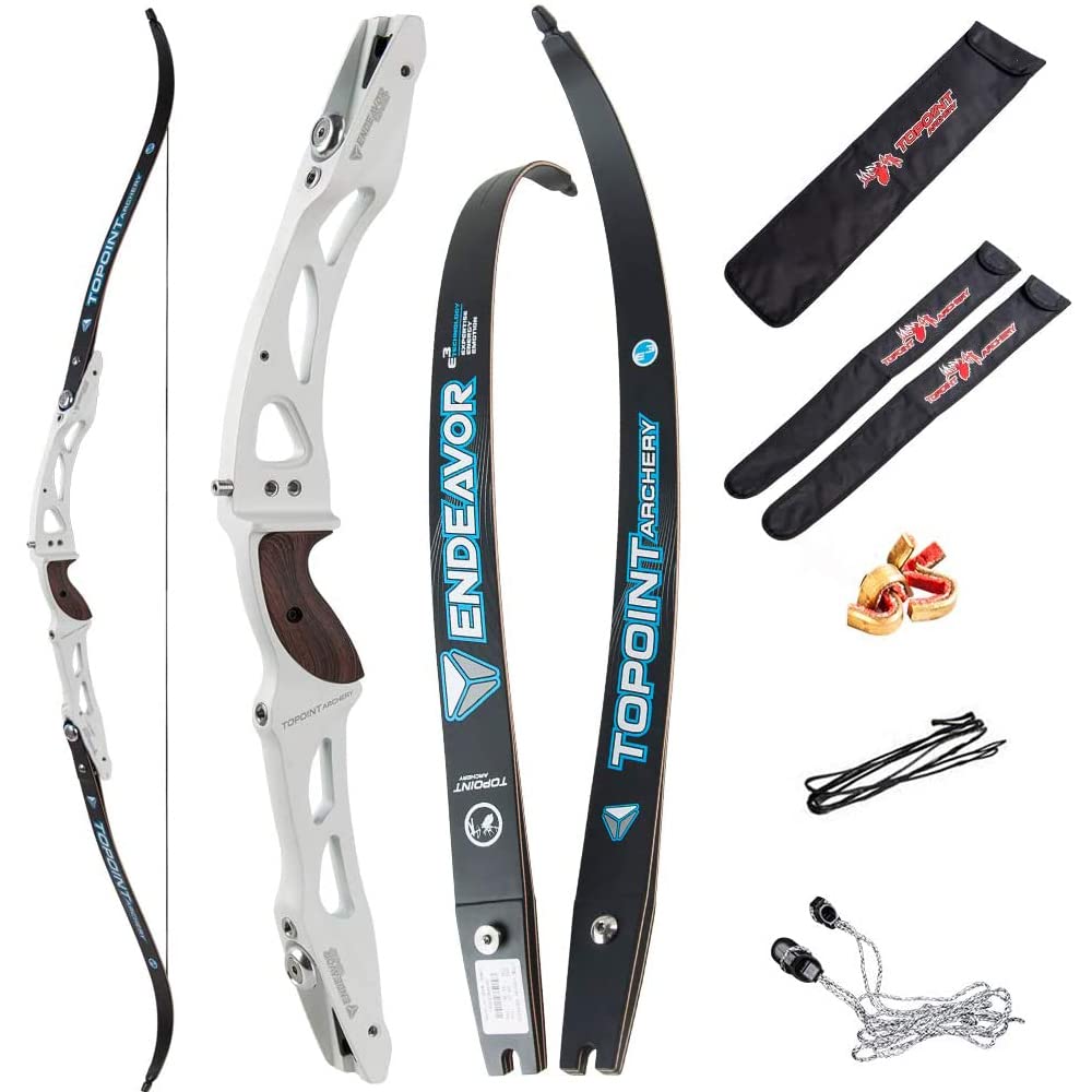 SHARROW 18-44lbs Archery Recurve Bow ILF Bow Riser and Limbs 66/68/70 Inch Aluminum Riser Takedown Recurve Bow for Athletic Competition (66"/28lbs, White)