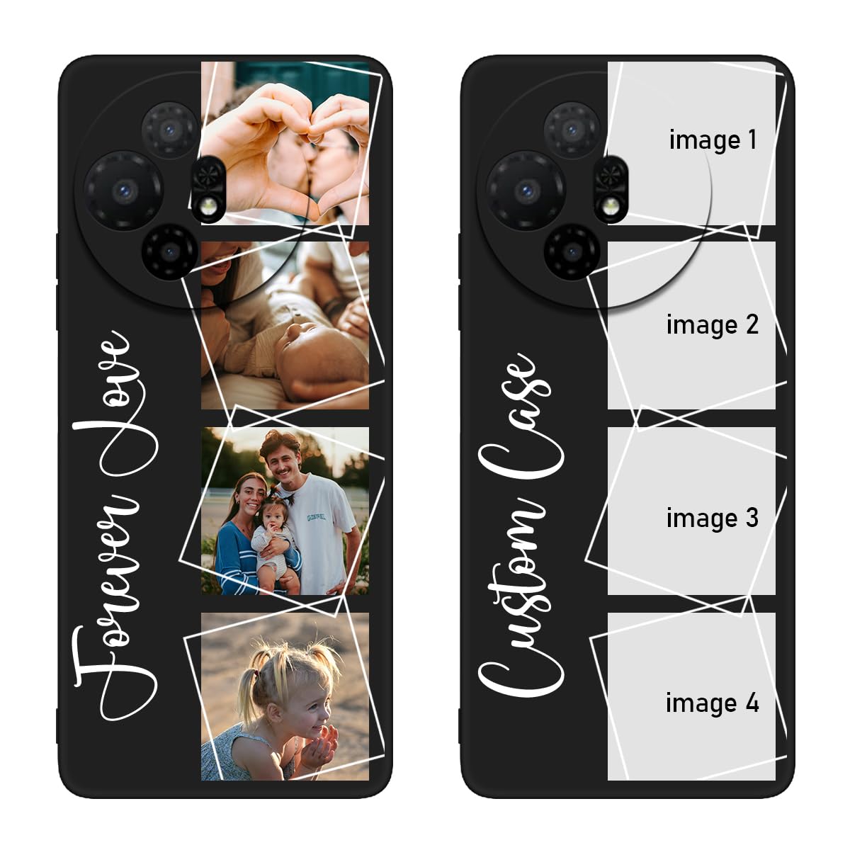 uudiy Personalized Customized Phone Case for TCL 50 XL 5G /TCL 50 XL NXTPAPER 5G,Drop-Proof Soft Protective TPU Black Phone Cover,Custom Multi-Picture