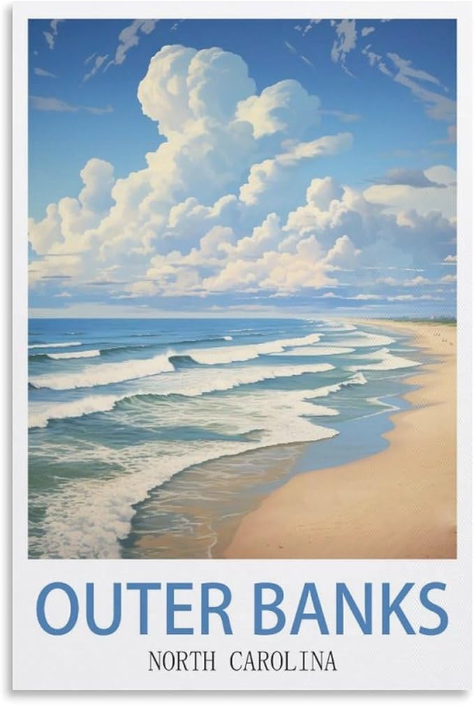 HCNEIAJ Outer Banks North Carolina Vintage Travel Poster