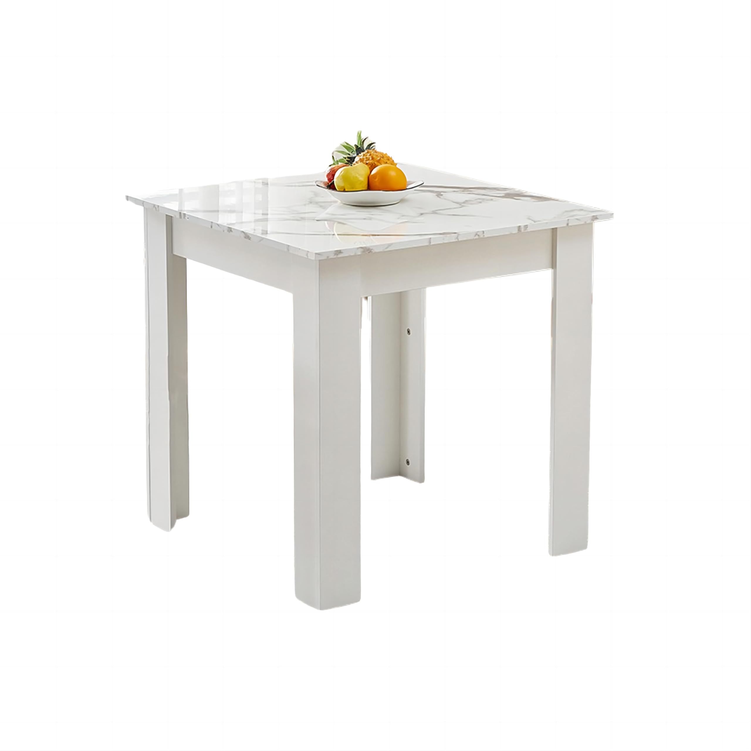 NICEME 75x75cm Square Dining Table High Gloss Table Kitchen Table Home Furniture (High Gloss Marble-White, 75x75 cm)