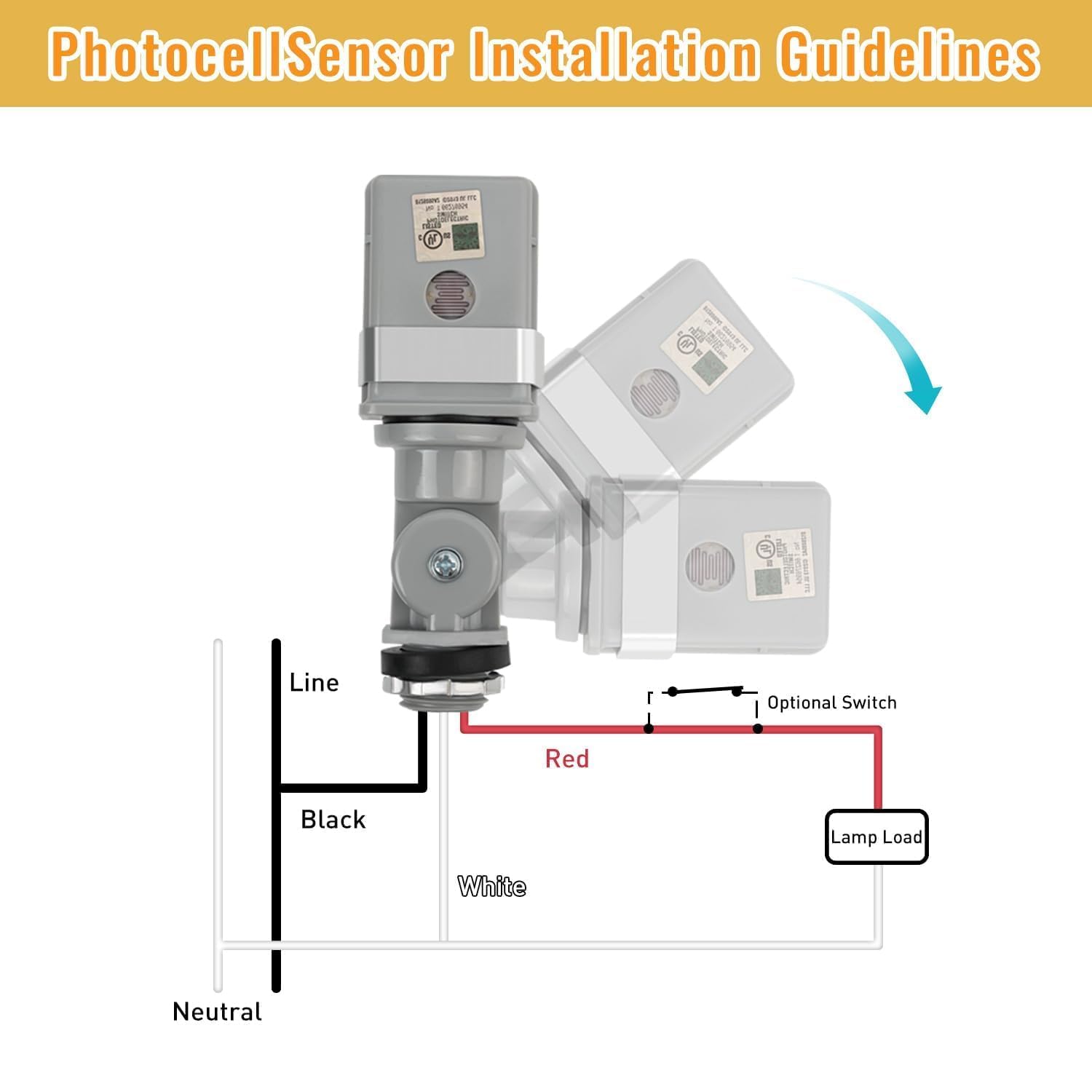 Outdoor Photocell Sensor - Dusk to Dawn Automatic Light Switch -6