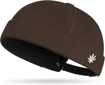 Brimless Hats for Men Women Buckle Docker Cap Adjustable Beanie Skullcap