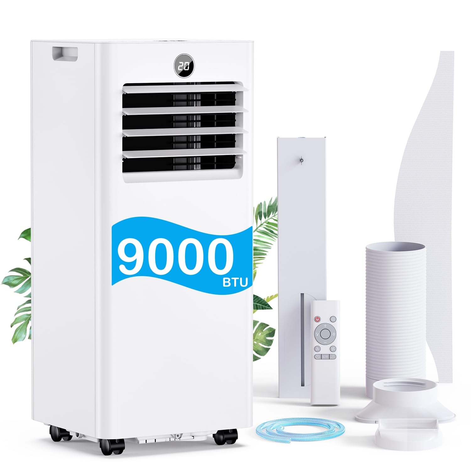 Climatiseur Mobile 9000 BTU Silencieux avec Télécommande 4-en-1 Refroidissement Ventilation Déshumidification